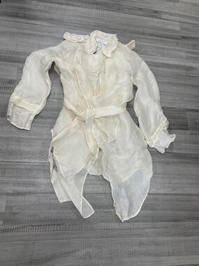 Sheer Ivory Tie-Waist Tunic